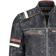 Men's vintage Real Sheepskin Motorbike Leather Jacket - Black Café Racer Coat - Image 4