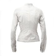 Women Fashion Genuine Leather Jacket - White Sky