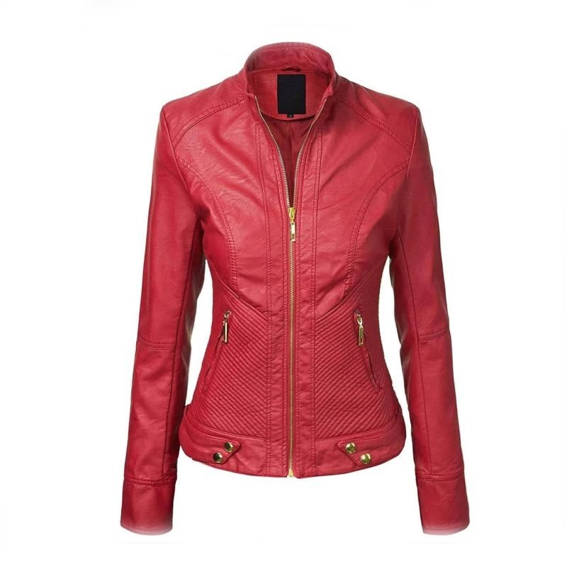 Red High-Light Leather Jacket – Bold & Stylish Statement