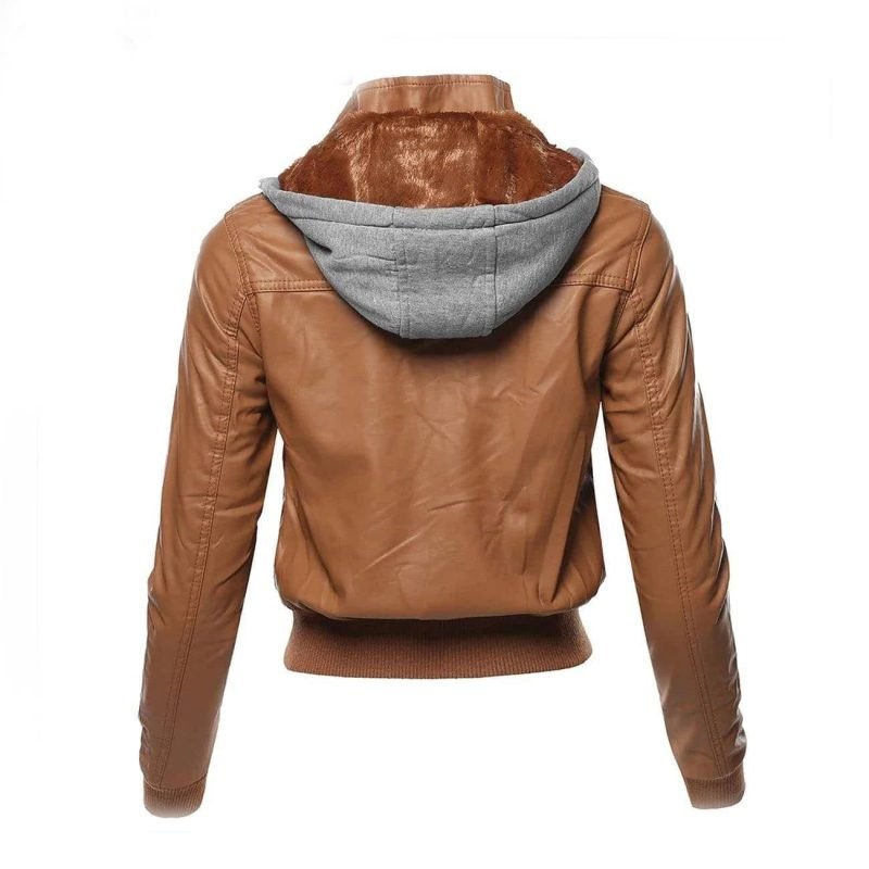Women's Casual Stylish Trendy Zipper Leather Bomber Jacket