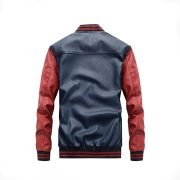 Mens Embroidery Baseball PU Faux Leather Jacket - Image 2