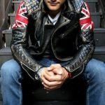 MOTERO Men's UK Flag Double Breast Distressed CE Armoured Biker Leather Jacket