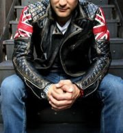 MOTERO Men's UK Flag Double Breast Distressed CE Armoured Biker Leather Jacket