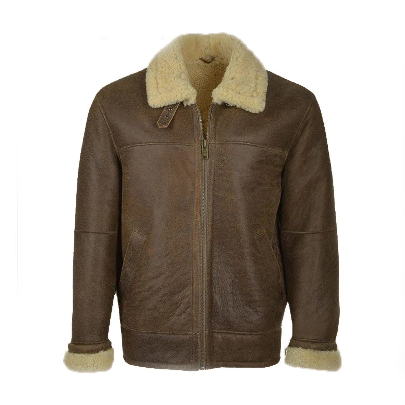 1 Men's Brown Aviator Shearling Flying Leather - Image 1