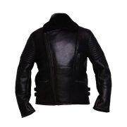 Men Black Rider Shearling Leather Jacket