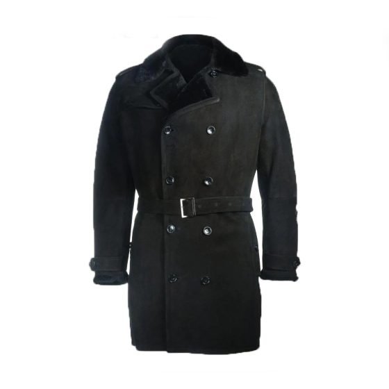 Men Black Sherpa Trench