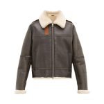 Men Dark Brown Shearling Jacket