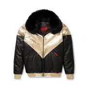 Lamb Skin Leather V-Bomber Leather Jacket For Men