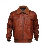 Men's Aviator Rust Brown Air force Bomber A2 Flight Distressed Leather Jacket