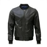 Mens Lambskin Leather Motorcycle Bomber Jacket