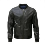 Mens Lambskin Leather Motorcycle Bomber Jacket