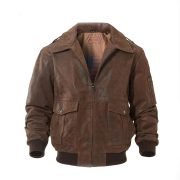 Men's Leather Flight Bomber Jacket Air Force Aviator