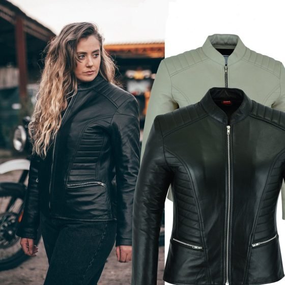 Womens Casual Leather Jacket - Ladies Real Genuine Soft Touch Sheepskin Biker Motorcycle Style Leather Coat