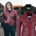Dark Pink Women's Genuine Leather Biker Jacket - Casual Motorcycle Style