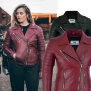 Dark Pink Women's Genuine Leather Biker Jacket - Casual Motorcycle Style