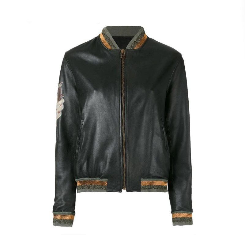 Black Leather Bomber Jacket