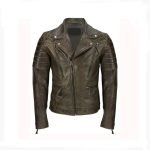 Men's Brown Sheep Leather Vintage Style Biker Fashion Casual Leather Jacket