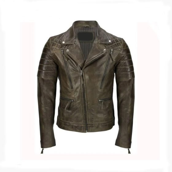 Men's Brown Sheep Leather Vintage Style Biker Fashion Casual Leather Jacket