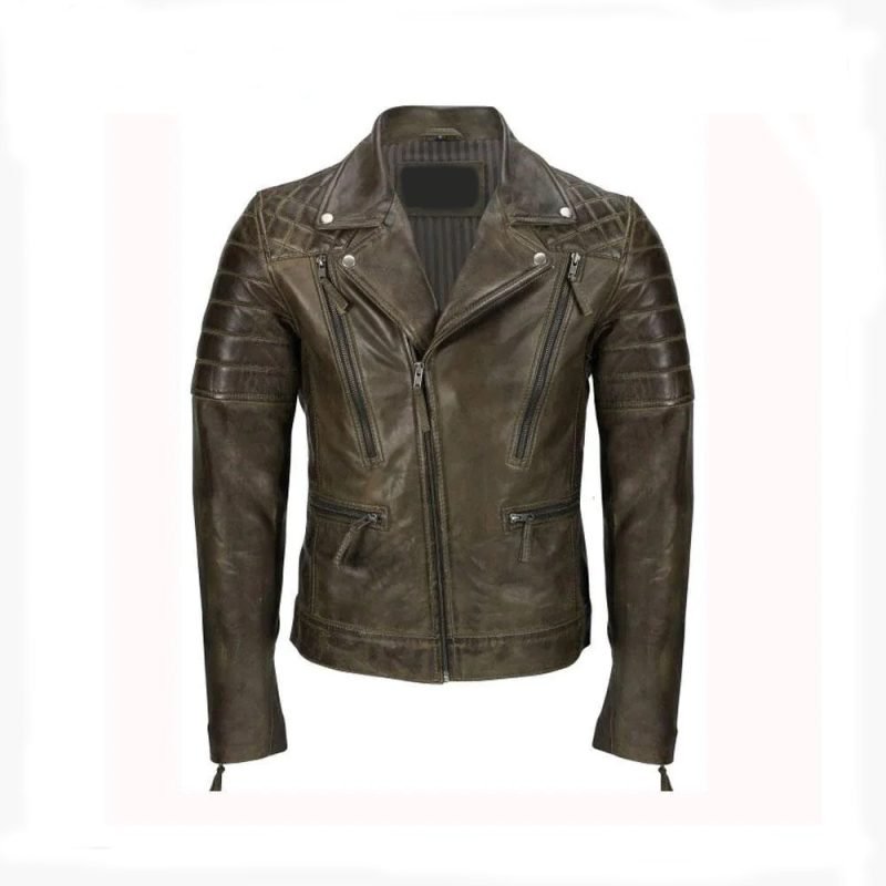 Men's Brown Sheep Leather Vintage Style Biker Fashion Casual Leather Jacket