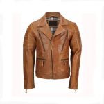 Men's Brown Crossover B3 Sheepskin Aviator Flying Leather Biker Jacket