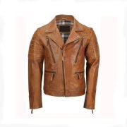Men's Brown Crossover B3 Sheepskin Aviator Flying Leather Biker Jacket