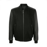 Men Black College Bomber Jacket