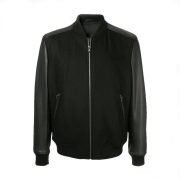 Men Black College Bomber Jacket