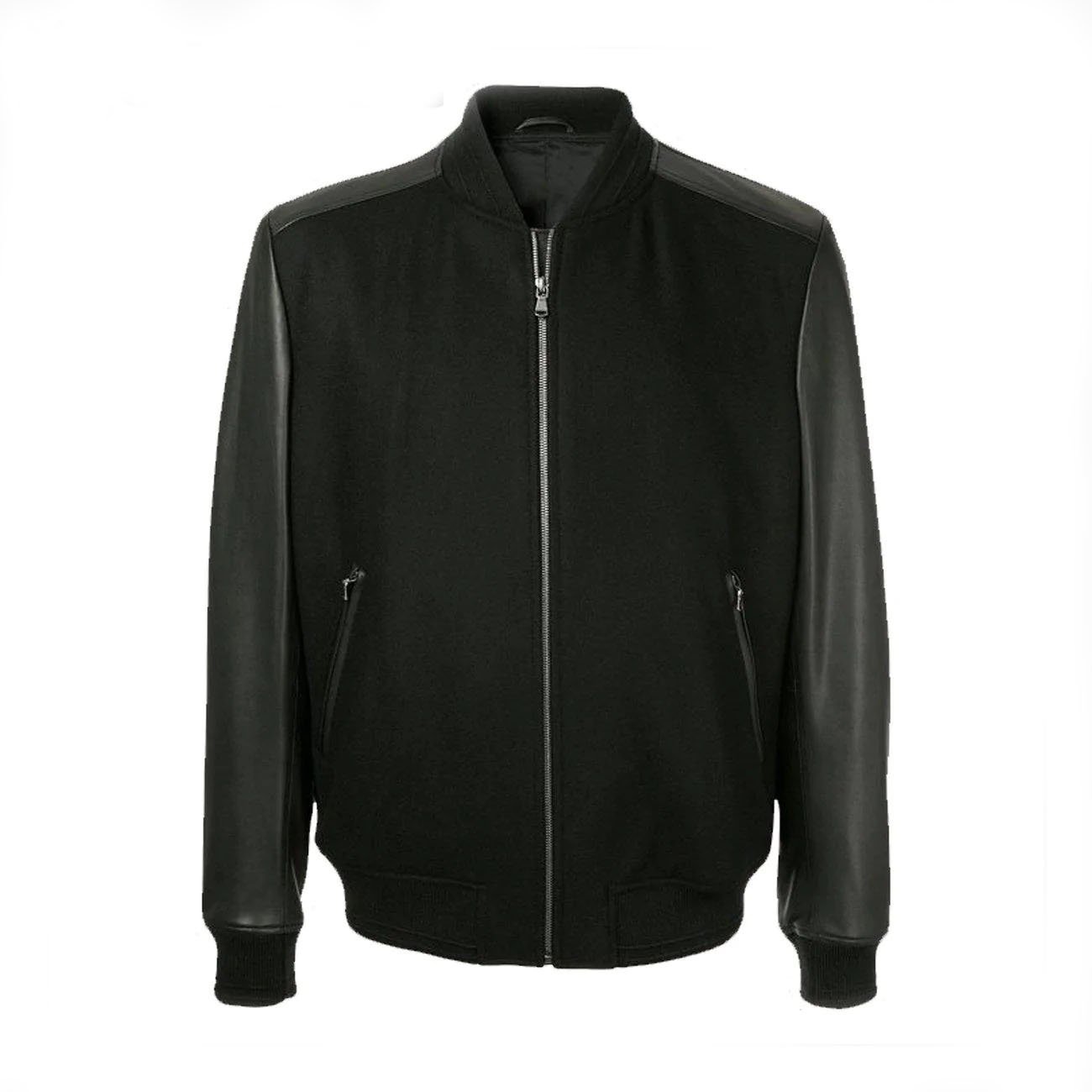 1 Men Black College Bomber Jacket - Image 1