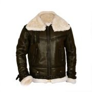 Dark Brown Men B3 Bomber Shearling Leather Jacket