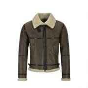 Men B3 Brown Air Force Leather Shearling Jacket