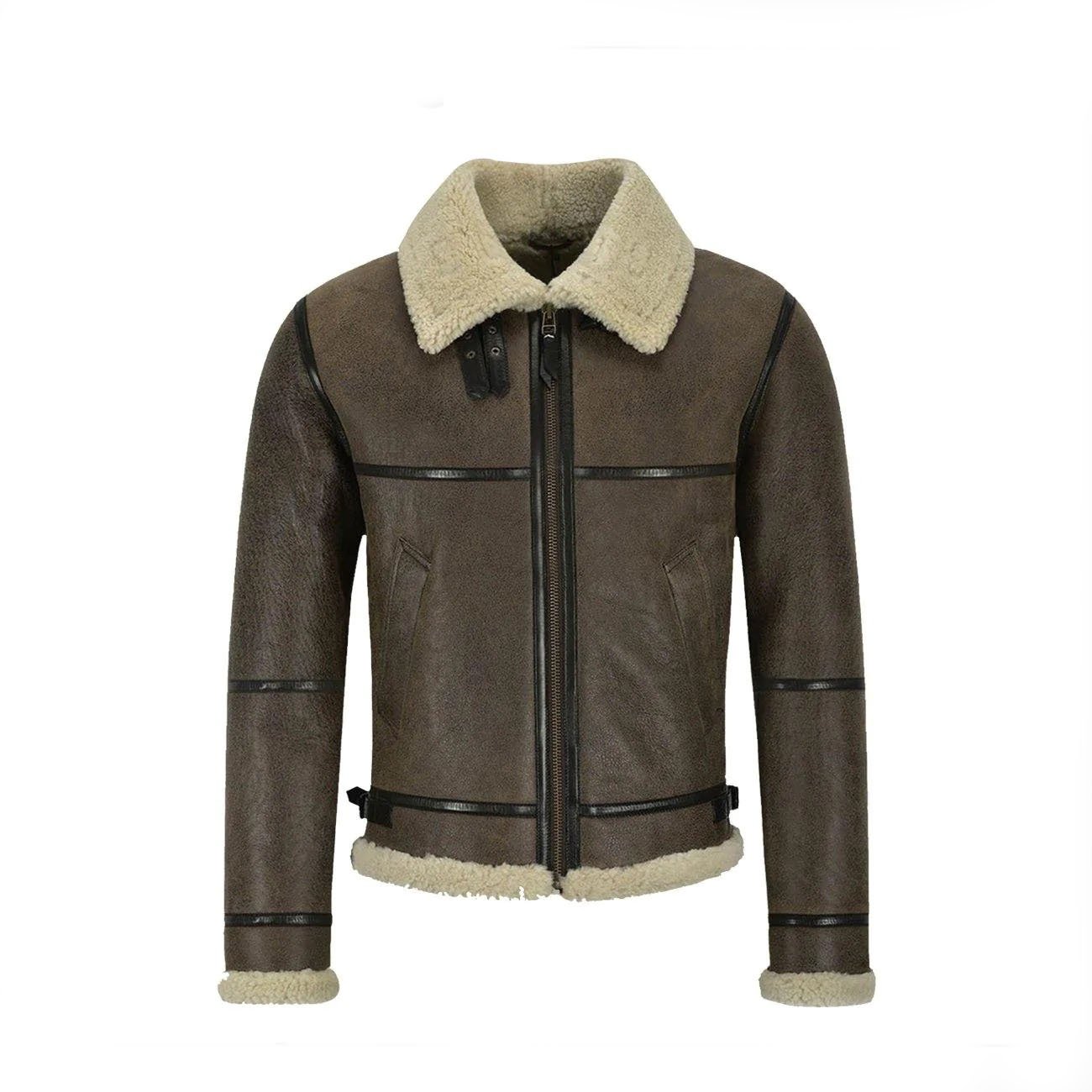 1 Men B3 Brown Air Force Leather Shearling Jacket - Image 1