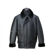 Men Black Aircraft Leather Shearling Jacket