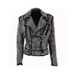 Handmade Women Black Fashion Studded Punk Style Leather Jacket