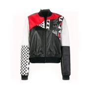 Womens Fashion Printed Bomber Leather Jacket
