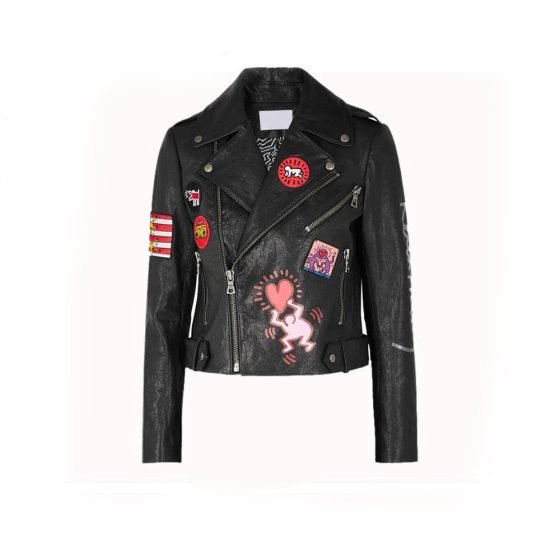 Women Fashion Printed Leather Jacket