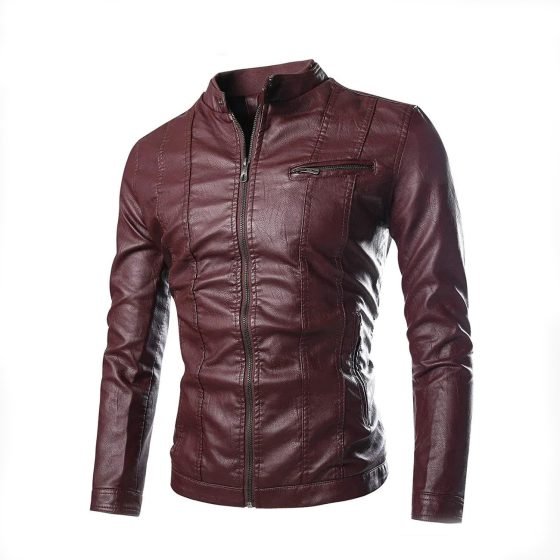 Slim Fit Fashion Leather Jacket For Men