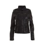 Ladies Womens Classic Black Fashion Soft Nappa Leather Fitted Rock Jacket