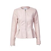 Women's Ladies Peplum Hem Faux Leather Jacket