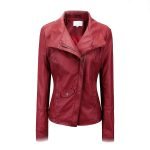 Womens Biker Leather Jacket Moto Wine