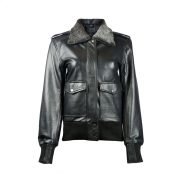 Sundance Shearling Black Bomber Women's Leather Jacket