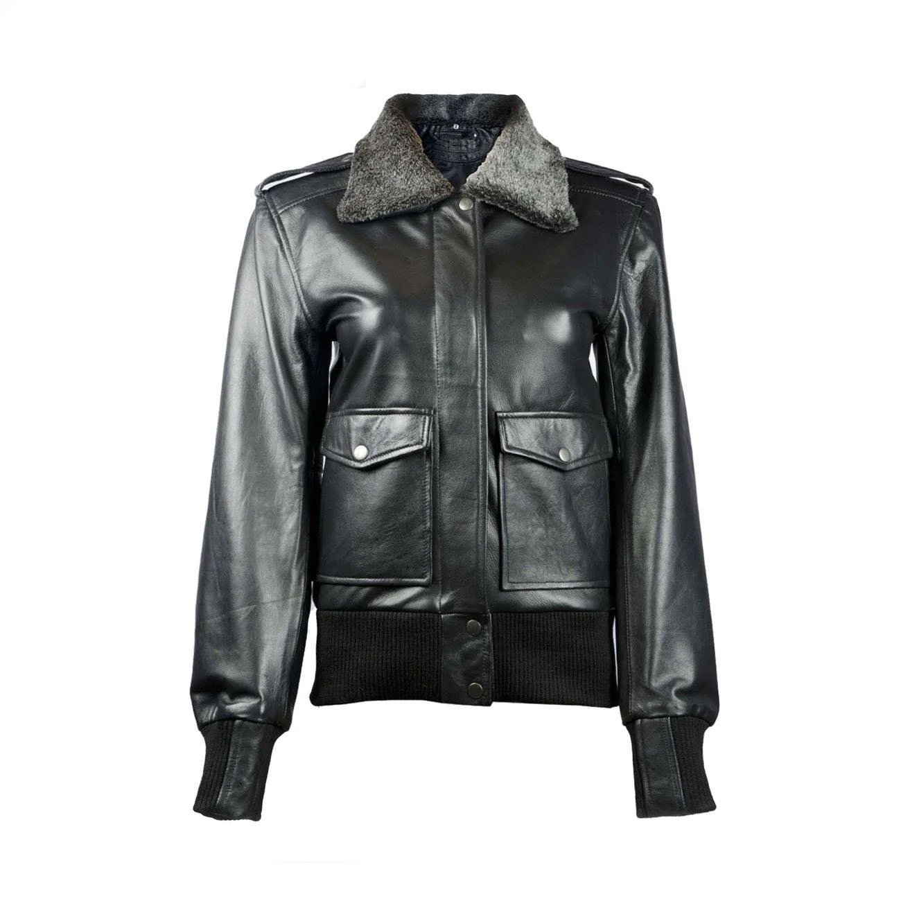 1 Sundance Shearling Black Bomber Women's Leather Jacket - Image 1