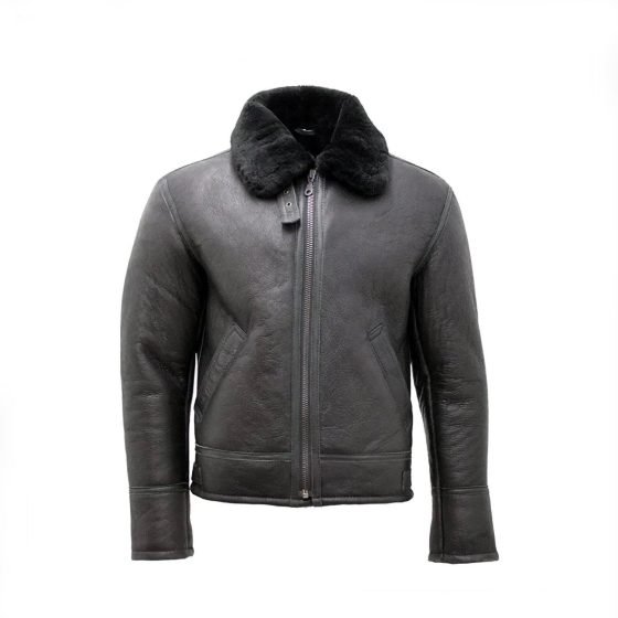 Real Shearling Sheepskin Fur Flying B3 Leather Bomber Jacket