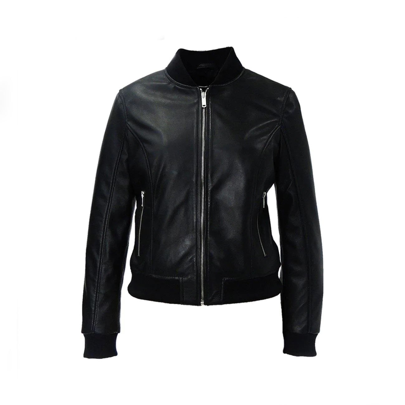 1 Black Leather Bomber Jacket - High Quality - Image 1