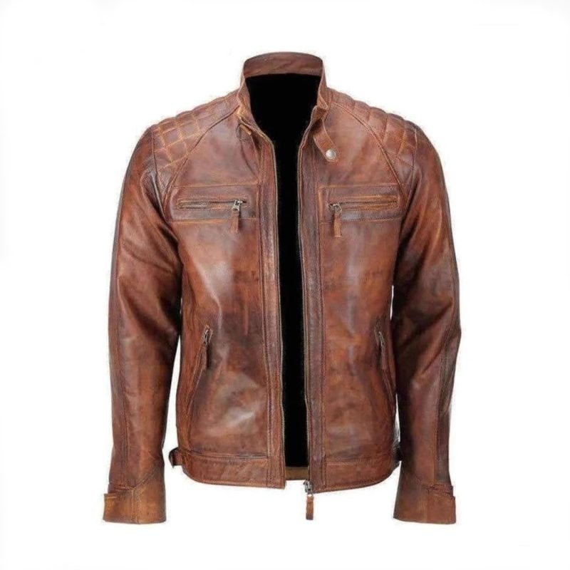 Café Racer Distressed Motorcycle Real Leather Jacket Motocollection