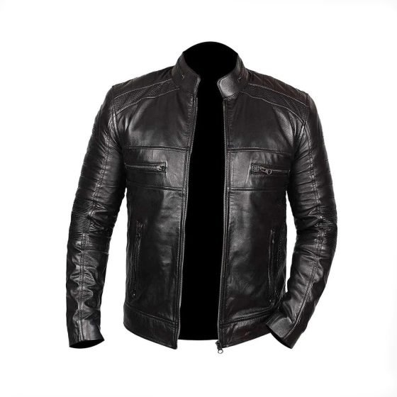 Men Black Stylish Real Leather Biker Motorcycle jacket