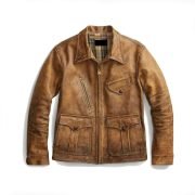 Newboy Vintage Style Distressed Tan Leather Jacket Men's