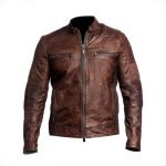 Men's Brown Café Racer Vintage Distressed Motorbike Leather Jacket