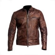 Men's Brown Café Racer Vintage Distressed Motorbike Leather Jacket
