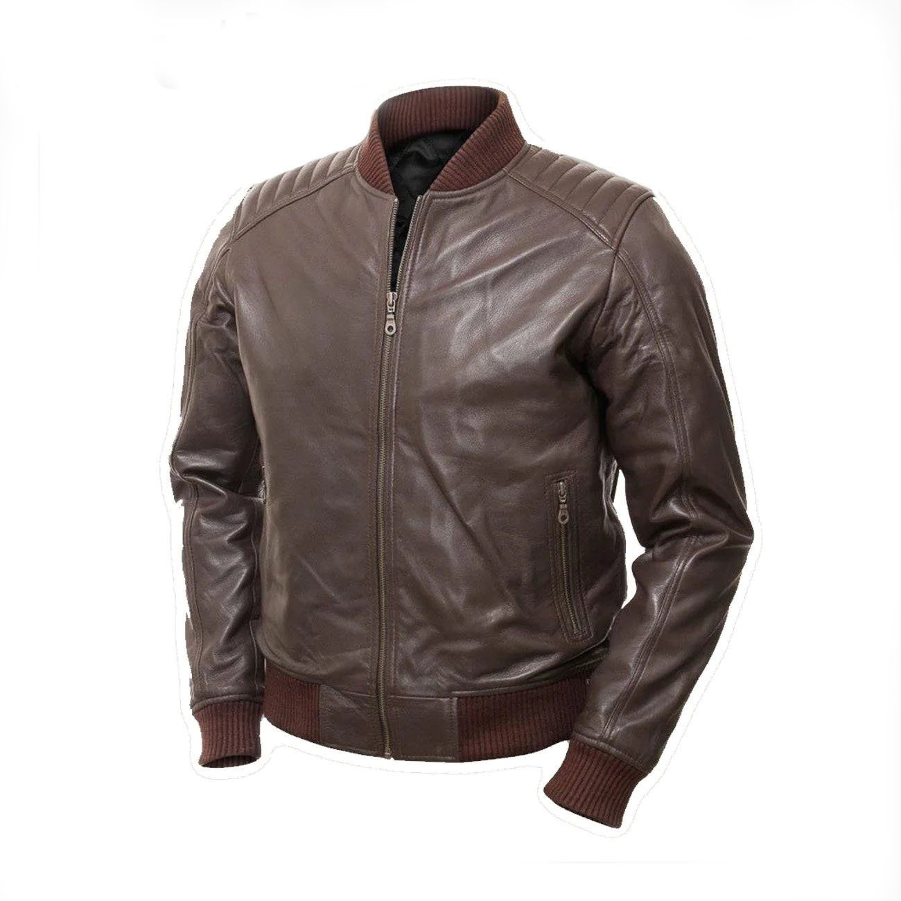 1 Men Brown Bomber Jacket - Image 1