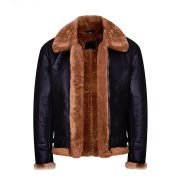Brown B3 Real Shearling Sheepskin Leather Bomber Flying Jacket